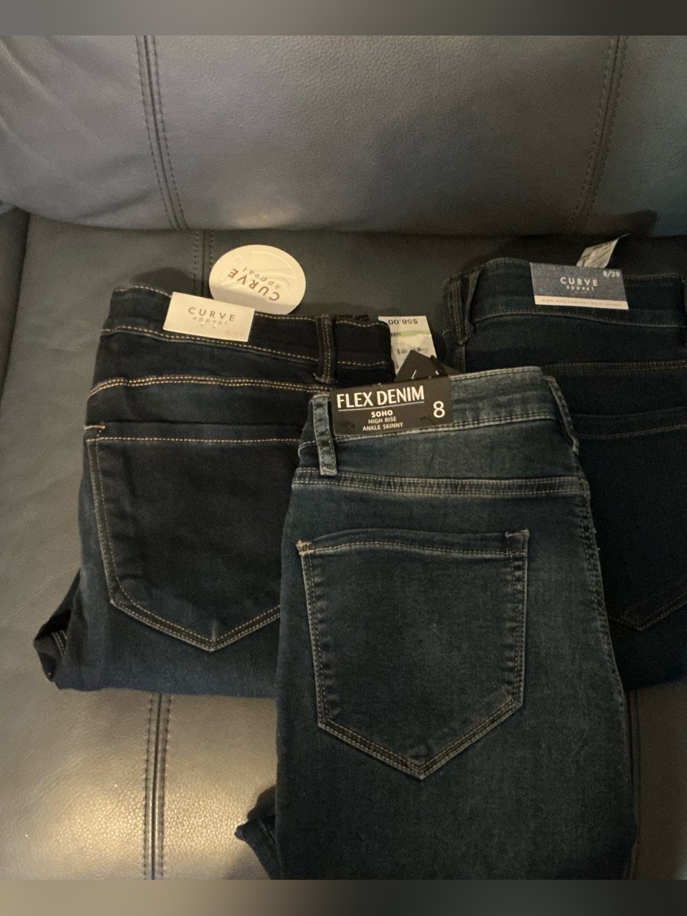 Bundle 3 Pairs of  High-Rise Women’s Jeans - Dark Blue